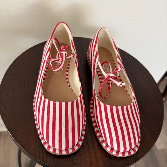 Coconuts by Matisse Shoes - Red & White Striped Women's Ballet Flats